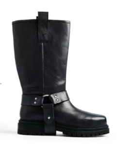 Knee High Leather Biker Boots