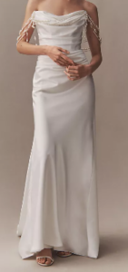 Watters Raine strapless pearl-chain wedding gown