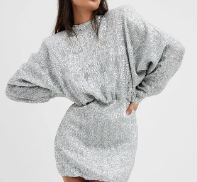 Silver Sequins Mini Dress